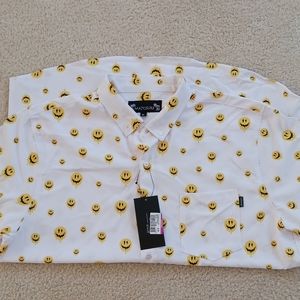 Men's emoji melting button down shirt